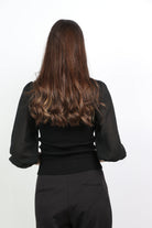 ميكا بلوزة بدي مضلع بأكمام منفوخة نسائي