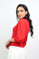 ميكا بلوزة بدي مضلع بأكمام منفوخة نسائي