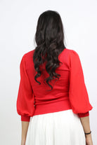 ميكا بلوزة بدي مضلع بأكمام منفوخة نسائي