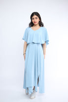 ميكا فستان ميدي كم على شكل فراشة سادة