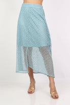 ميكا تنورة ميدي سهرة دانتيل وبوليستر مفتوحة من الأمام