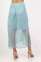 ميكا تنورة ميدي سهرة دانتيل وبوليستر مفتوحة من الأمام