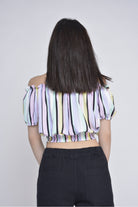 ميكا بلوزة قصيرة كروب أوف شولدر مكشكشة نسائي