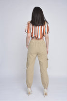 ميكا بلوزة قصيرة كروب أوف شولدر مكشكشة نسائي