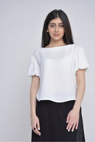 ميكا بلوزة بأكمام قصيرة بوليستر سادة