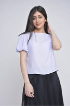 ميكا بلوزة بأكمام قصيرة بوليستر سادة