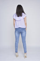 ميكا بلوزة مكشكشة نسائية بفتحة رقبة V