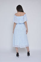 ميكا فستان ميدي كم قصير اوف شولدر شيفون