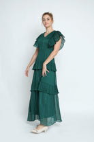 ميكا فستان طويل بأكمام قصيرة فراشة شيفون