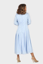 ميكا فستان ميدي بأكمام 4/3 مزموم من الخصر