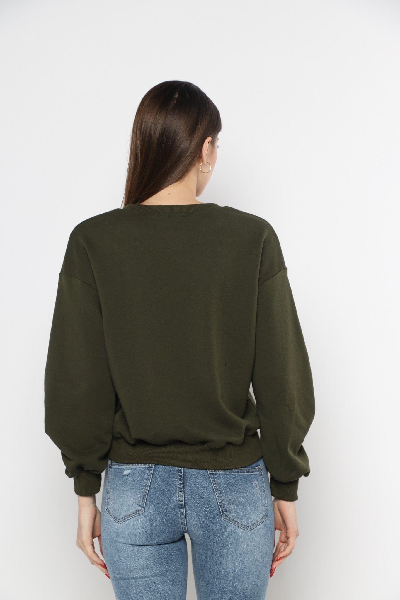 ميكا بلوزة بطبعة مطرزة بالكريستال بأكمام طويلة