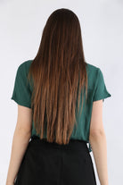 ميكا بلوزة بأكمام قصيرة بياقة مطرزة