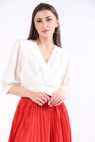 ميكا بلوزة سادة لف 3/4 كم واسع