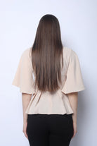 ميكا بلوزة رسمية نص كم كلوش من الأسفل نسائي