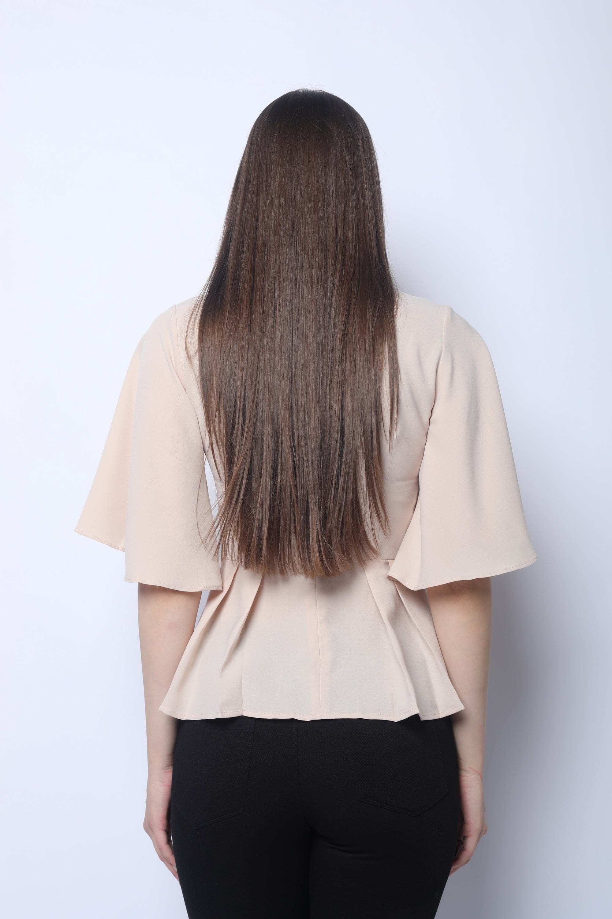 ميكا بلوزة رسمية نص كم كلوش من الأسفل نسائي