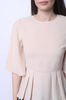 ميكا بلوزة رسمية نص كم كلوش من الأسفل نسائي