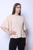 ميكا بلوزة رسمية نص كم كلوش من الأسفل نسائي