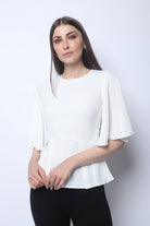 ميكا بلوزة رسمية نص كم كلوش من الأسفل نسائي