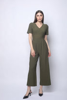 ميكا جمبسوت مفتوح سبعة مخصر سادة كم قصير بنطال واسع طويل نسائي