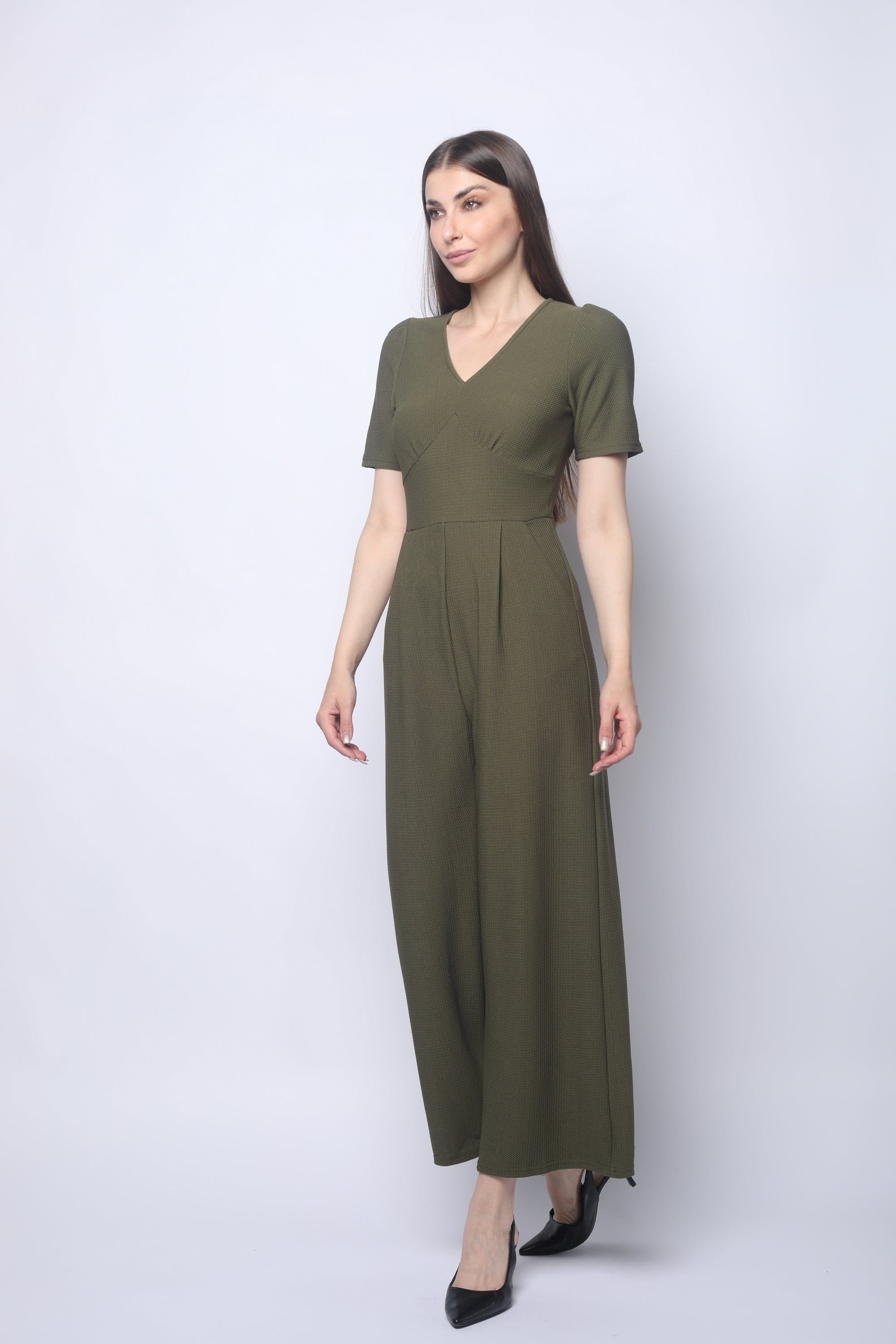 ميكا جمبسوت مفتوح سبعة مخصر سادة كم قصير بنطال واسع طويل نسائي