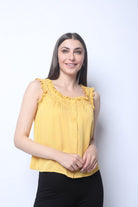 ميكا تانك توب نسائي بأزرار أمامية مخرم من الصدر