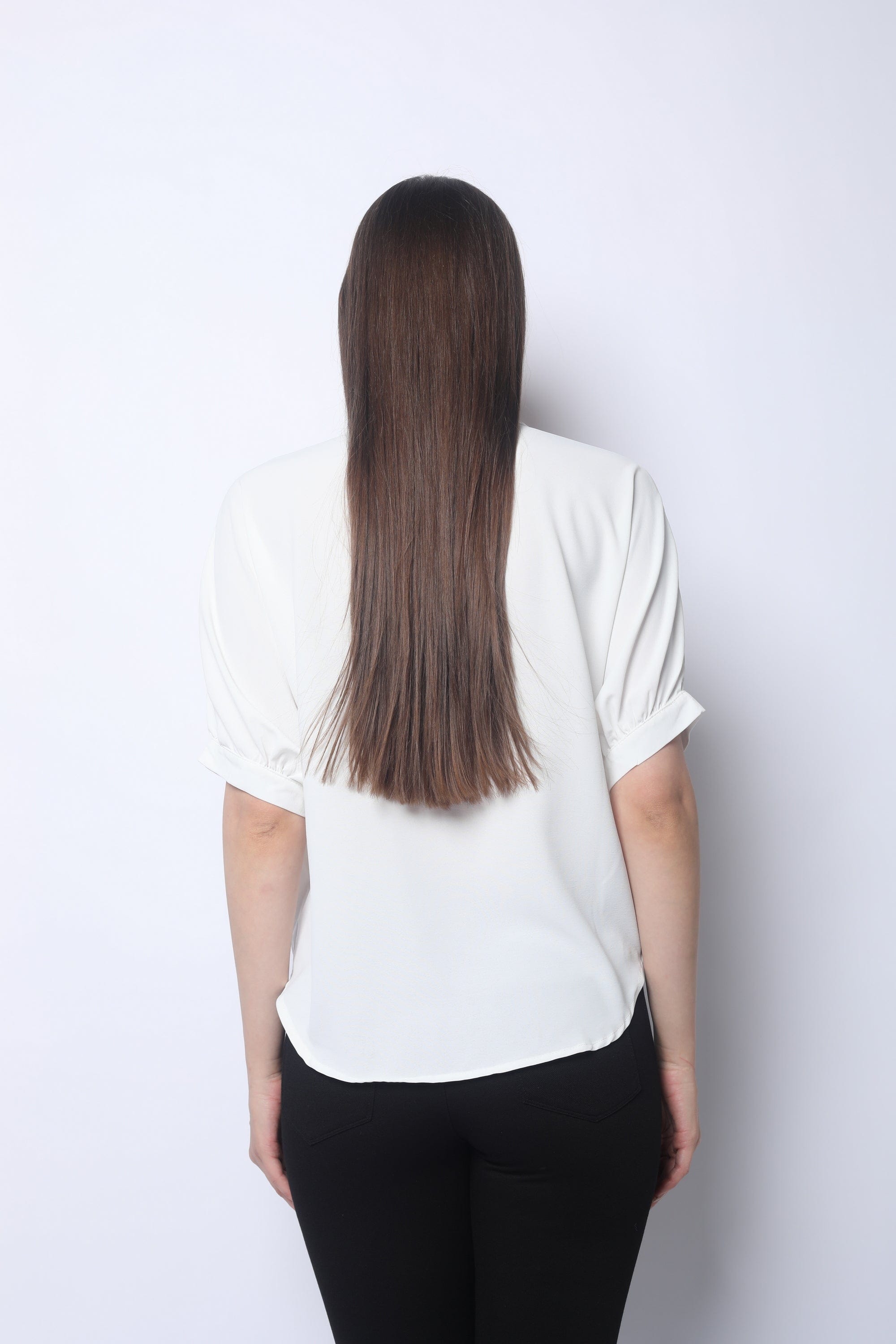 ميكا بلوزة أزرار أمامية ونقش على الجانب 3/4 كم نسائي