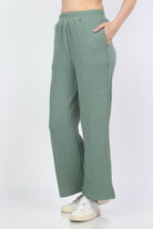 ميكا بنطلون سادة واسع مضلع بجيوب نسائي