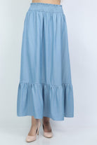 ميكا تنورة طويلة هاي ويست منفوشة مكشكشة من أسفل نسائية