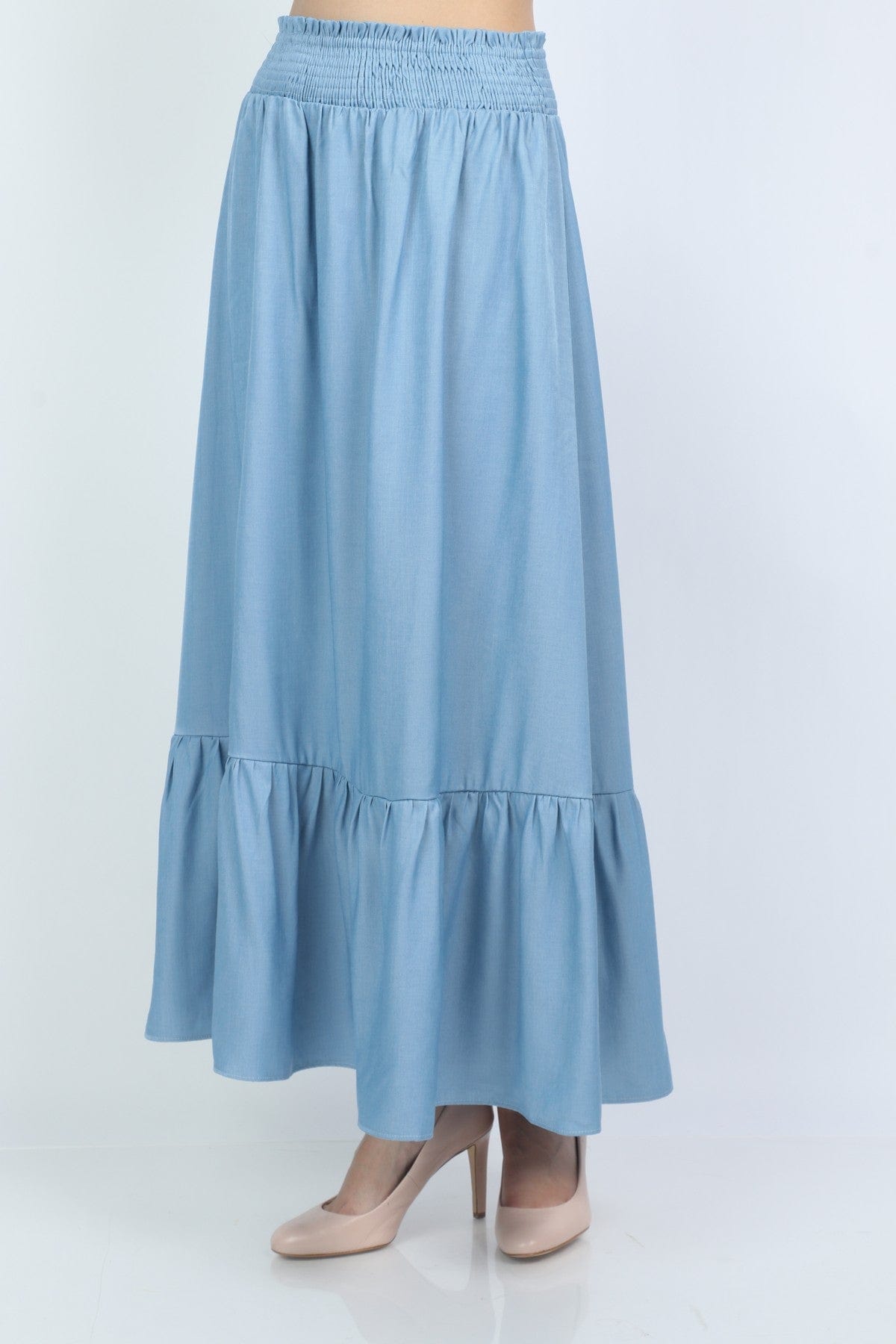 ميكا تنورة طويلة هاي ويست منفوشة مكشكشة من أسفل نسائية