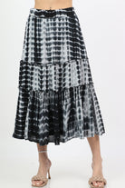 ميكا تنورة ميدي مصبوغة مزينة بكشكش واسعة