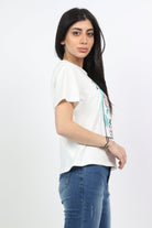 ميكا بلوزة قطن رقبة دائرية نص كم نسائي