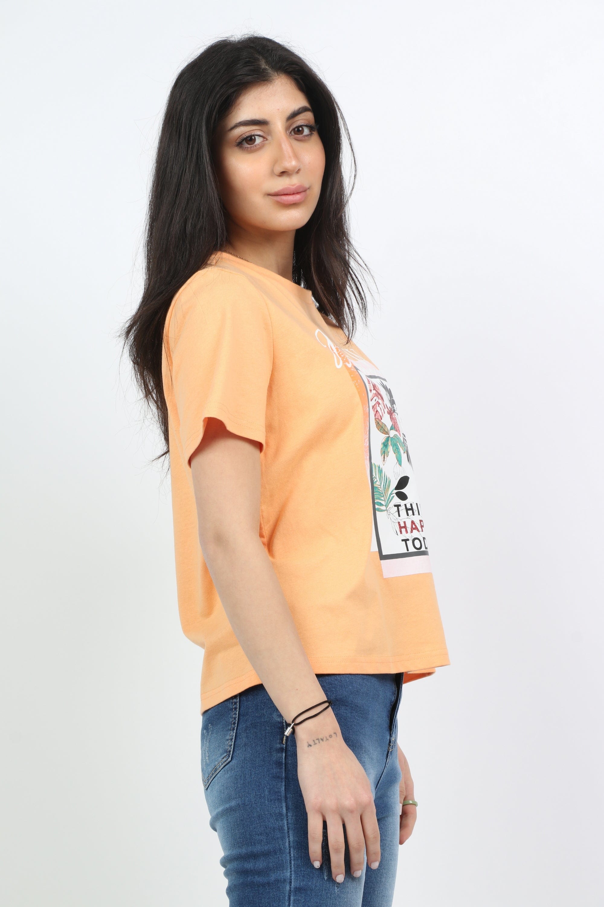 ميكا بلوزة قطن رقبة دائرية نص كم نسائي