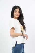 ميكا بلوزة قطن كم قصير نسائي