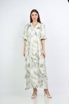 ميكا فستان طويل مشجر مخصر 3/4 كم بف نسائي