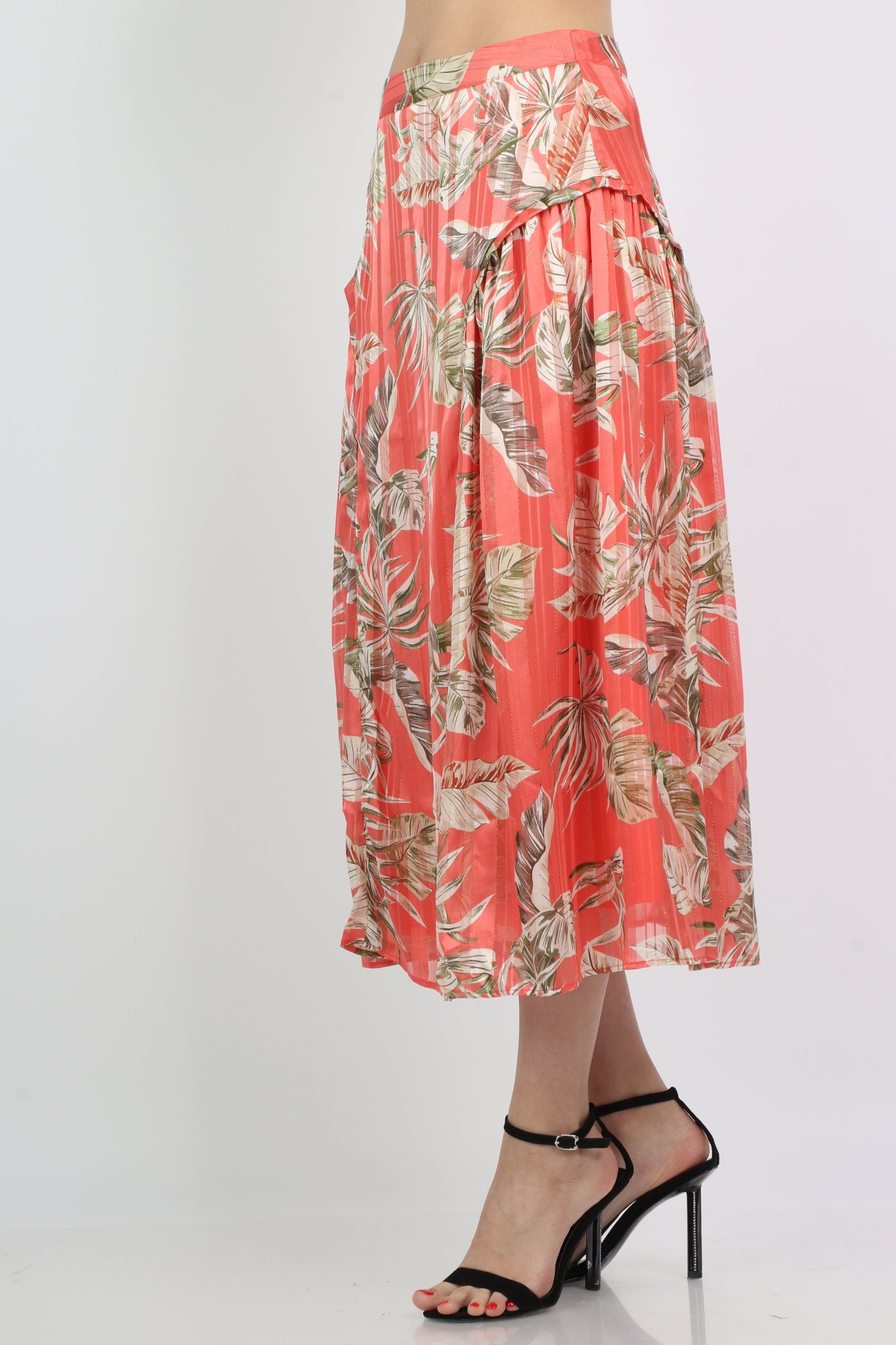 ميكا تنورة ميدي مشجرة بيليسيه مزينة بكشكش من الجانبين