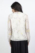 ميكا قميص مشجر بربطة عنق وكم طويل نسائي