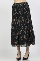 ميكا تنورة ميدي مشجرة بطبعة ورود صغيرة