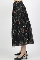 ميكا تنورة ميدي مشجرة بطبعة ورود صغيرة