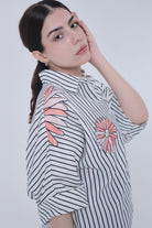 ميكا بلوزة مخططة بالطول 3/4 كم نسائي