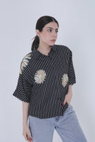 ميكا بلوزة مخططة بالطول 3/4 كم نسائي