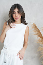 ميكا بلوزة قصيرة سادة كت برقبة دائرية نسائي