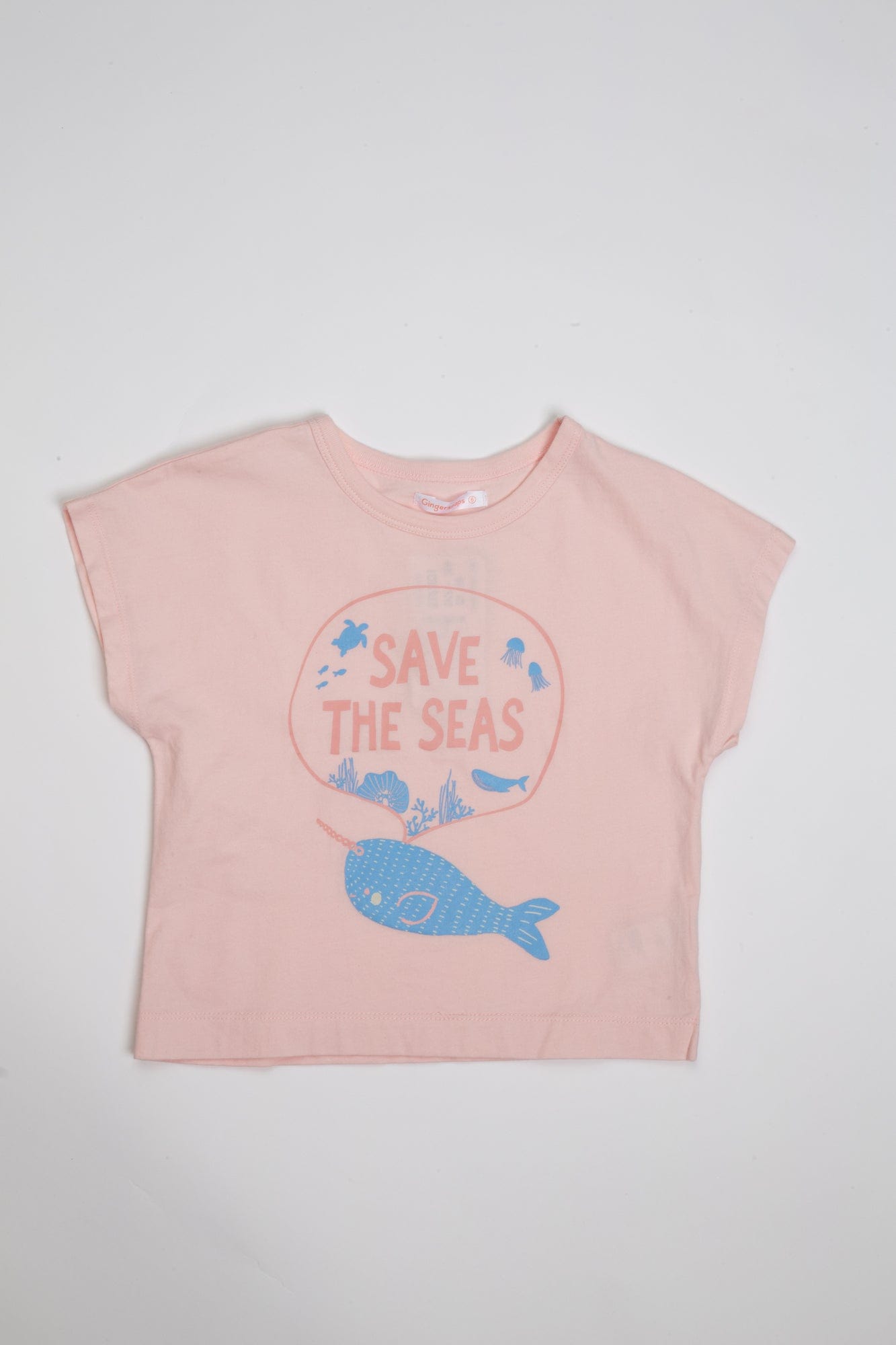 جينجرسنابس تيشيرت بنات بطبعة حوت وردي