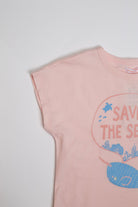 جينجرسنابس تيشيرت بنات بطبعة حوت وردي