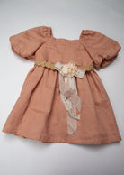 جينجرسنابس فستان مورد نص كم ياقة مربعة منفوش من أسفل بناتي بني