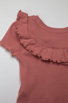 جينجرسنابس بلوزة بناتي رضع منسوجة مضلعة بكرانيش وردي