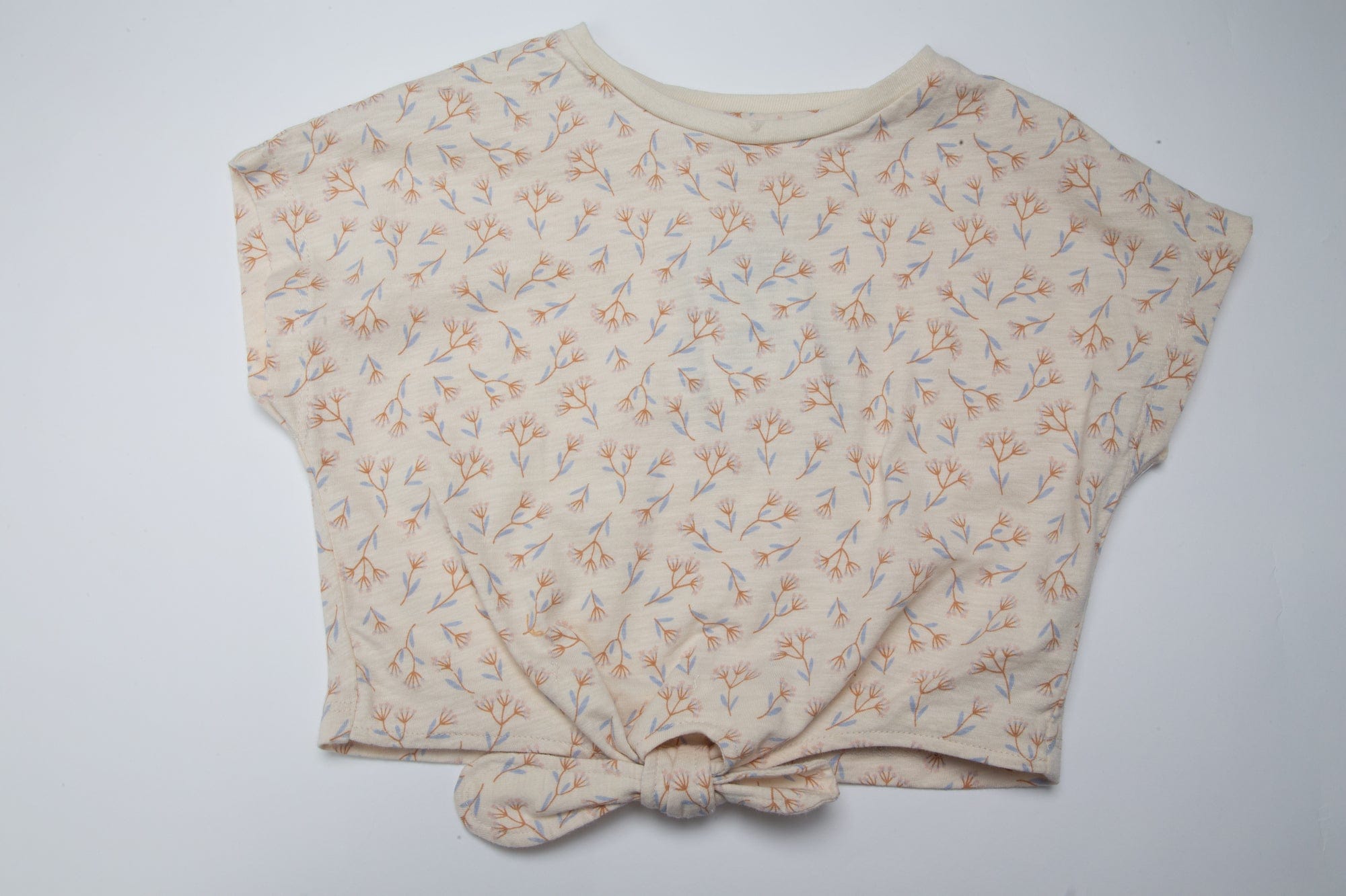 جينجرسنابس تي شيرت بنات قصير بربطة من الأسفل البيج