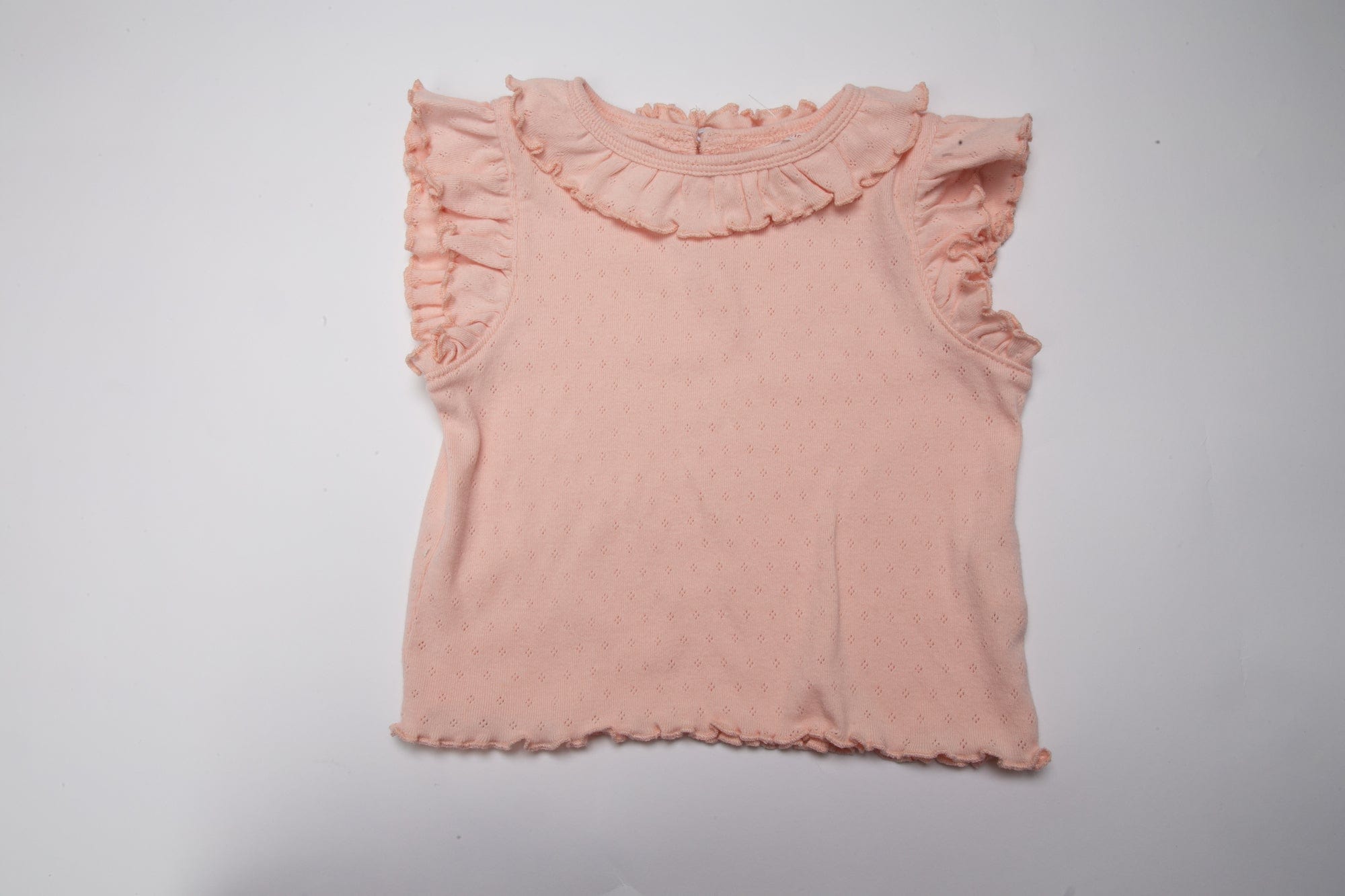 جينجرسنابس بلوزة بناتي مخرم كم قصير مكشكش وردي