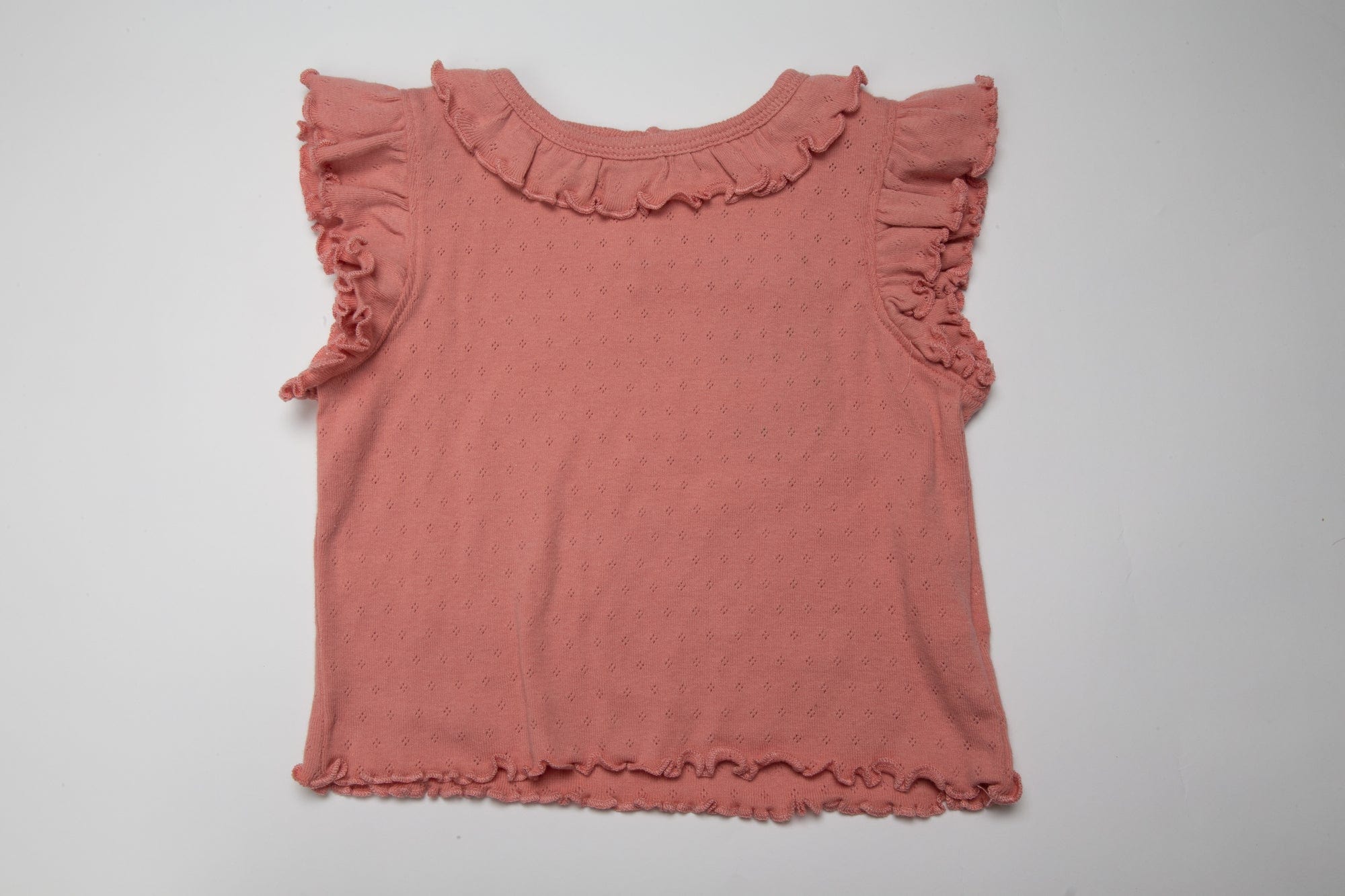 جينجرسنابس بلوزة بناتي مخرم كم مكشكش وردي