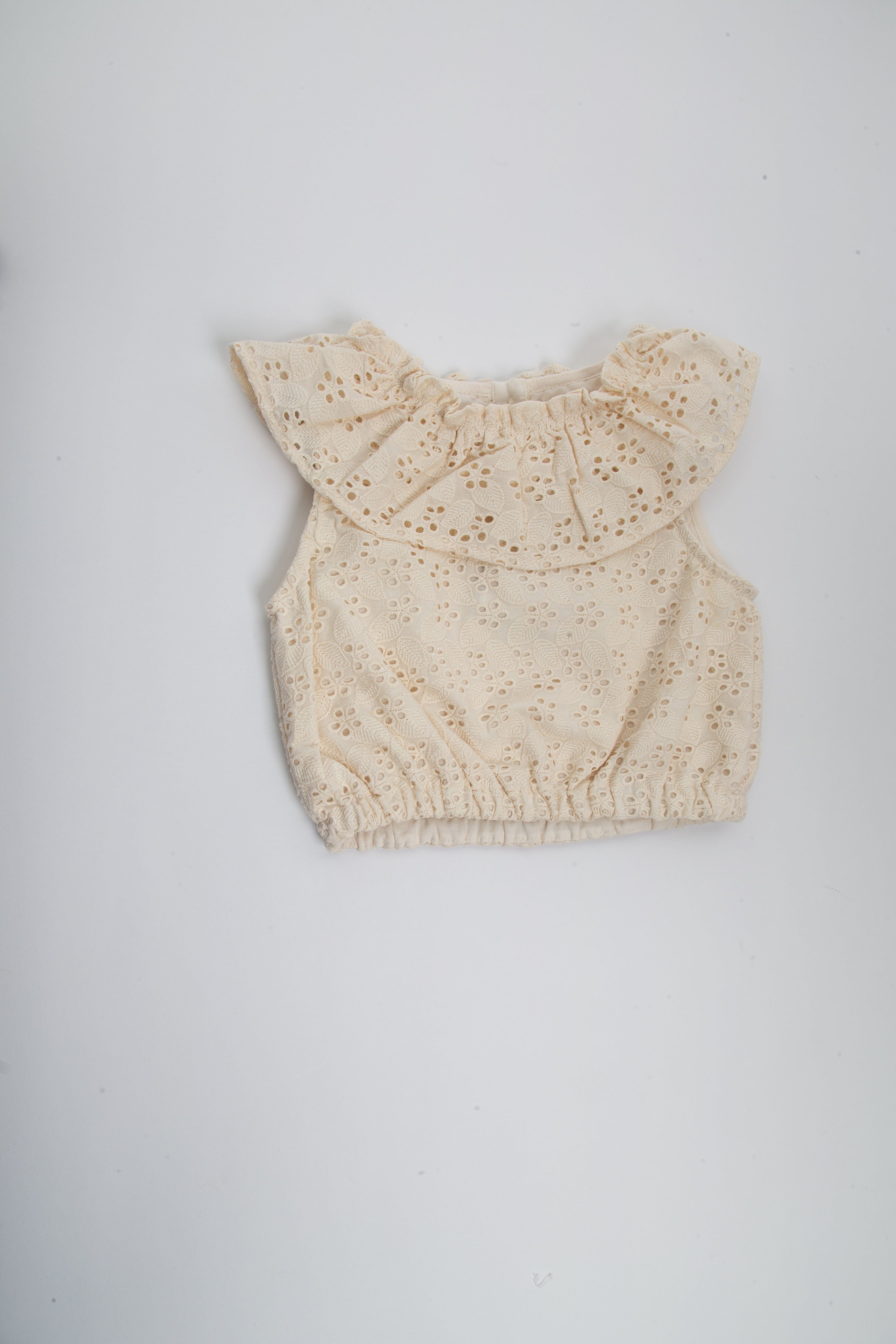 جينجرسنابس بلوزة بناتي مخرم كت بياقة البيج