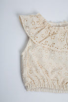 جينجرسنابس بلوزة بناتي مخرم كت بياقة البيج